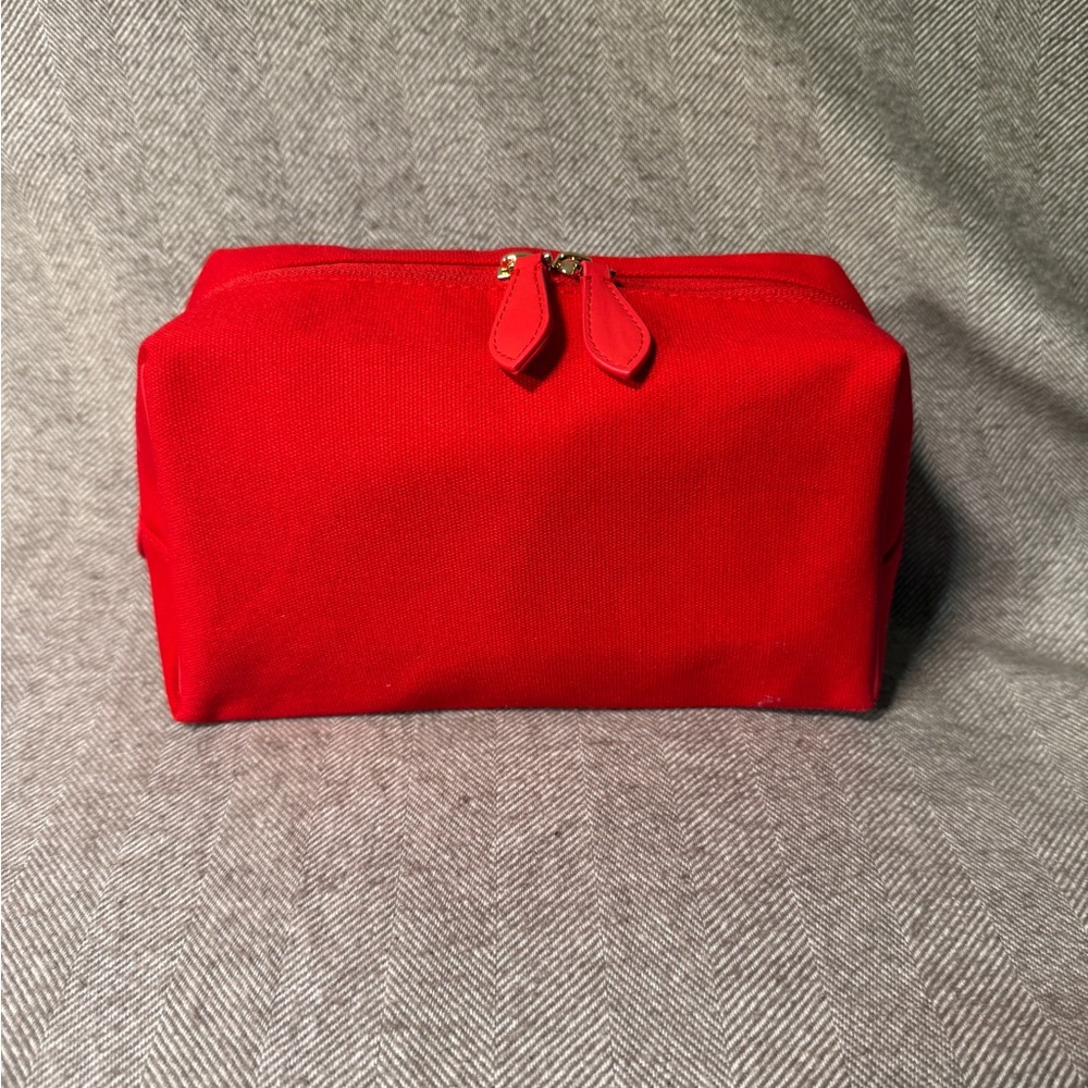 Burberry Red Cotton Embossed Cosmetic Toiletry Bag - Picture 3 of 9